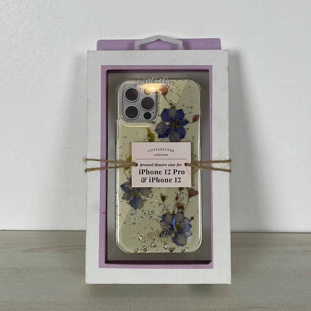 Pink Sky floral case for iPhone 12-12 Pro pressed flowers